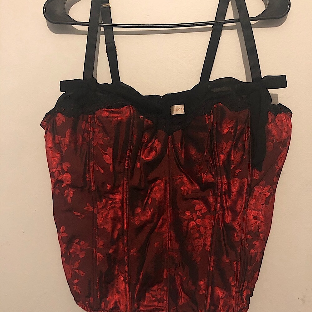 Cacique red and black corset